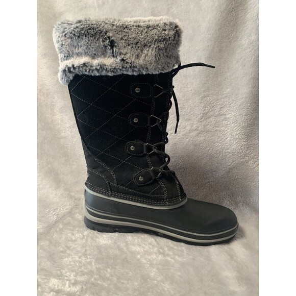 Khombu Winter Boots Womens 9 M Black Ellie Suede Faux Fur -20 Degrees Rated Cozy - Picture 10 of 16